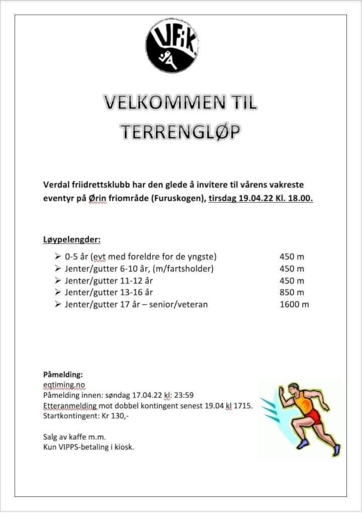 Velkommen til terrengløp tirsdag 19.04.22 kl 18:00